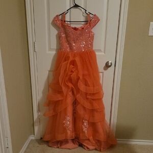 Girls Size 13 Coral Formal Dress